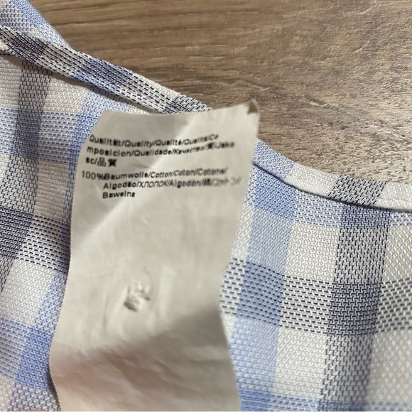 Hugo Boss Men's Dress Shirt Checkered Long Sleeve 16 1/2 34/35 Sharp Fit Blue - Picture 15 of 16